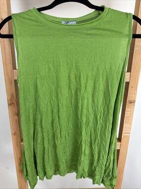 NWT Shana Green Scoop Neck Crinkle Tank Top #1121 Size XS